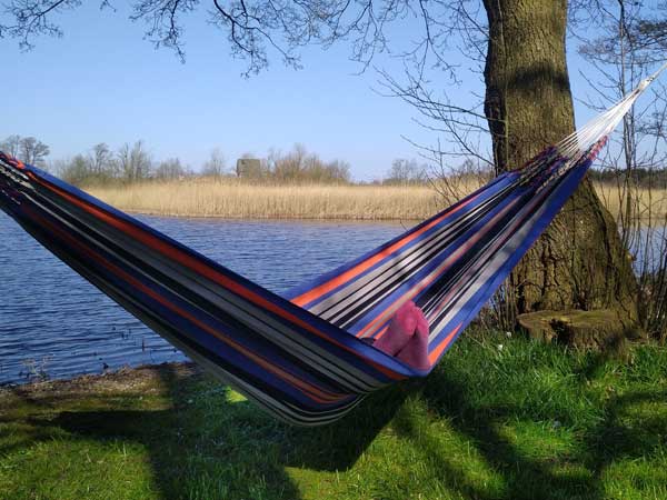 Aktive Gartenhängematte Aus Baumwolle – 200x100 Cm, Bis 200 Kg Belastbar, Inkl. Tragetasche & Seil, Perfekt Für Camping & Garten